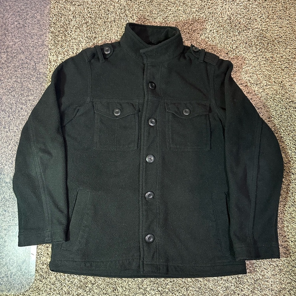OLD NAVY Polyester Button Up Jacket Coat Men’s Overcoat Black Size Small
